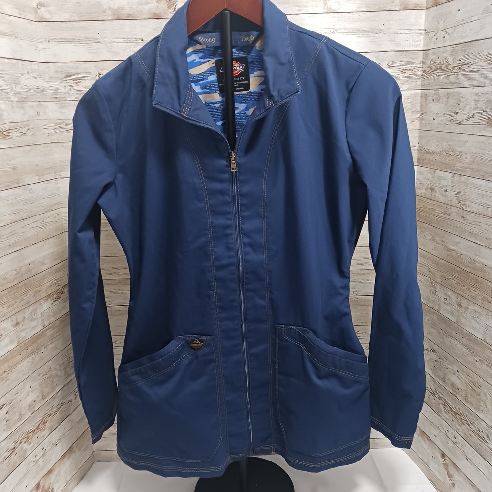 Dickies Womens Blue Full Zip Scrub jacket Sz XXS Lg pockets